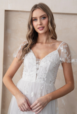 Soieblu Angelica Short Sleeve V-Neck Embellished Maxi Gown in White