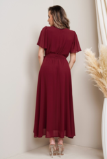 Soieblu Lexi Midi Wrap Dress in Wine Red