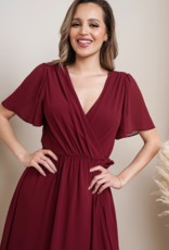 Soieblu Lexi Midi Wrap Dress in Wine Red