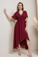 Soieblu Lexi Midi Wrap Dress in Wine Red