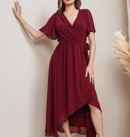 Soieblu Lexi Midi Wrap Dress in Wine Red