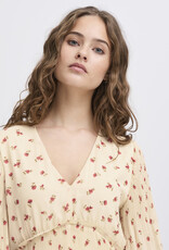 ICHI Neally Pleated Mini Dress In Geranium Flower