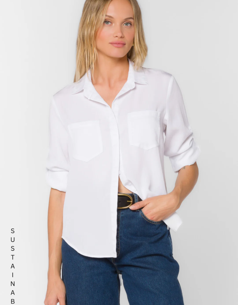 Velvet Heart Riley Roll-Tab Shirt in Optic White