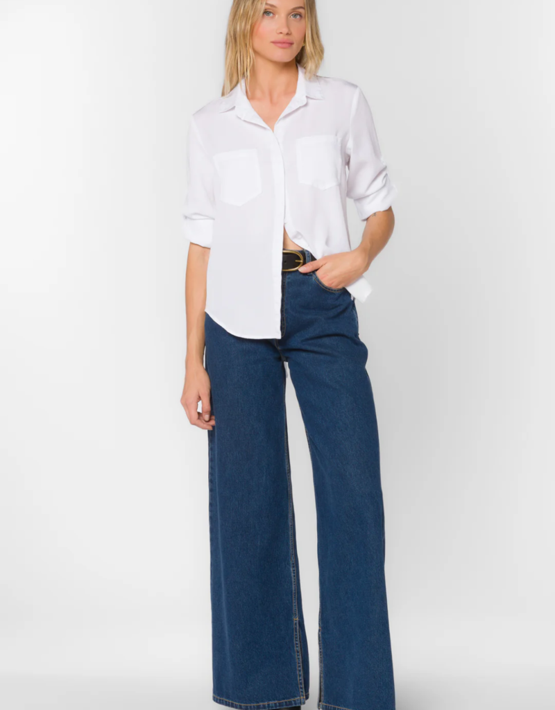 Velvet Heart Riley Roll-Tab Shirt in Optic White