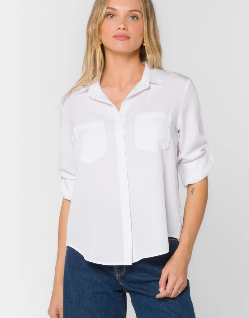 Velvet Heart Riley Roll-Tab Shirt in Optic White