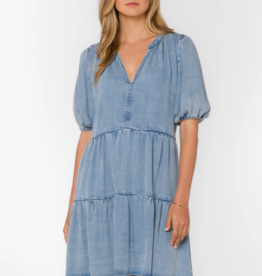 Velvet Heart Marscina Puff Sleeve Chambray Dress
