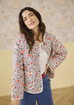 Cream Naomi Quilted Printed Jacket