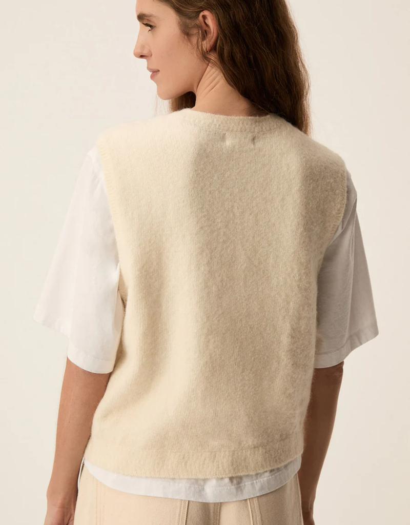 Des Petits Hauts Cemilie Open Work Sleeveless Button Cardigan