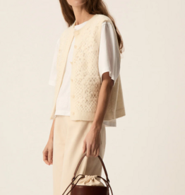 Des Petits Hauts Des Petits Hauts - Cemilie Open Work Sleeveless Button Cardigan