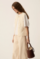 Des Petits Hauts Cemilie Open Work Sleeveless Button Cardigan
