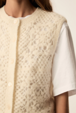 Des Petits Hauts Cemilie Open Work Sleeveless Button Cardigan