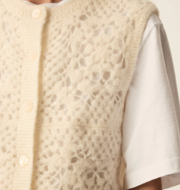 Des Petits Hauts Cemilie Open Work Sleeveless Button Cardigan