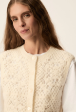 Des Petits Hauts Cemilie Open Work Sleeveless Button Cardigan