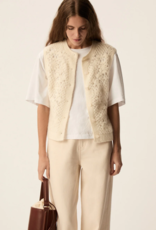Des Petits Hauts Cemilie Open Work Sleeveless Button Cardigan