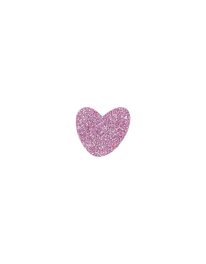 Des Petits Hauts Woody Glittery Heart Pin Brooch