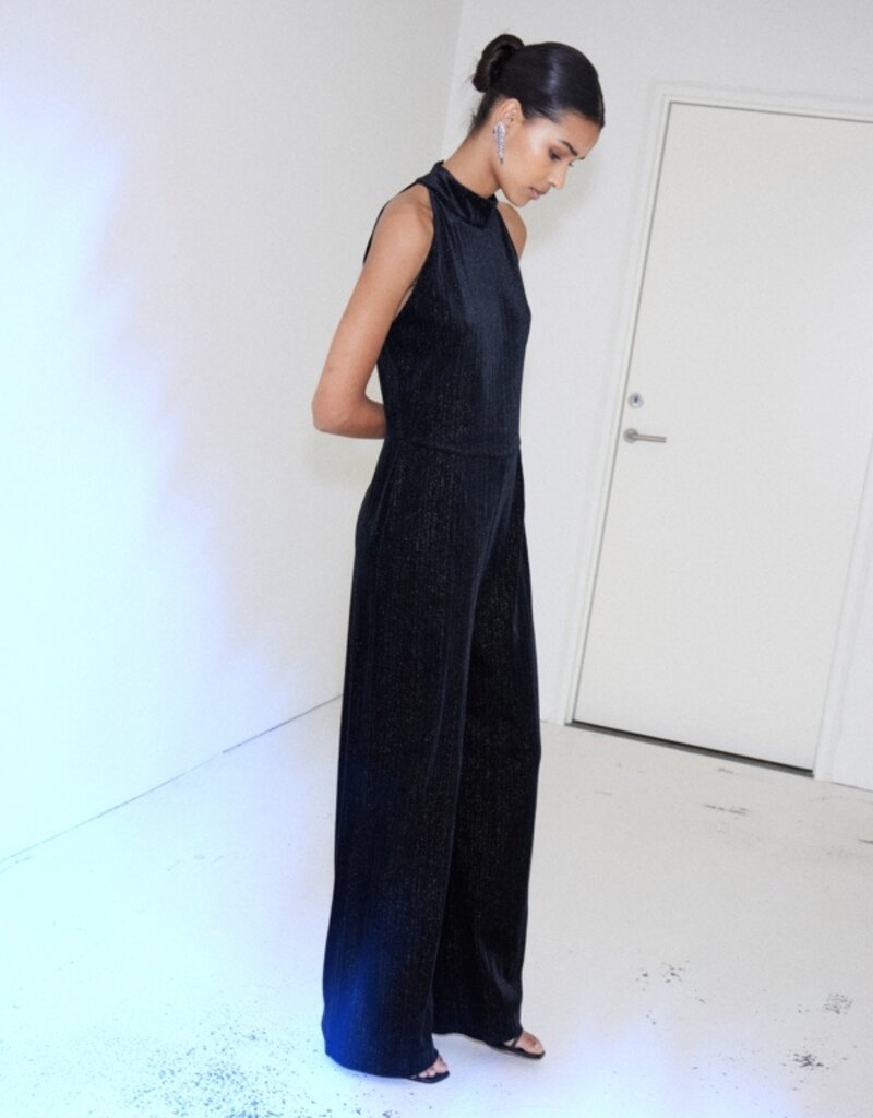 ICHI Kate Glamour Pinstripe Velvet Jumpsuit (FINAL SALE)