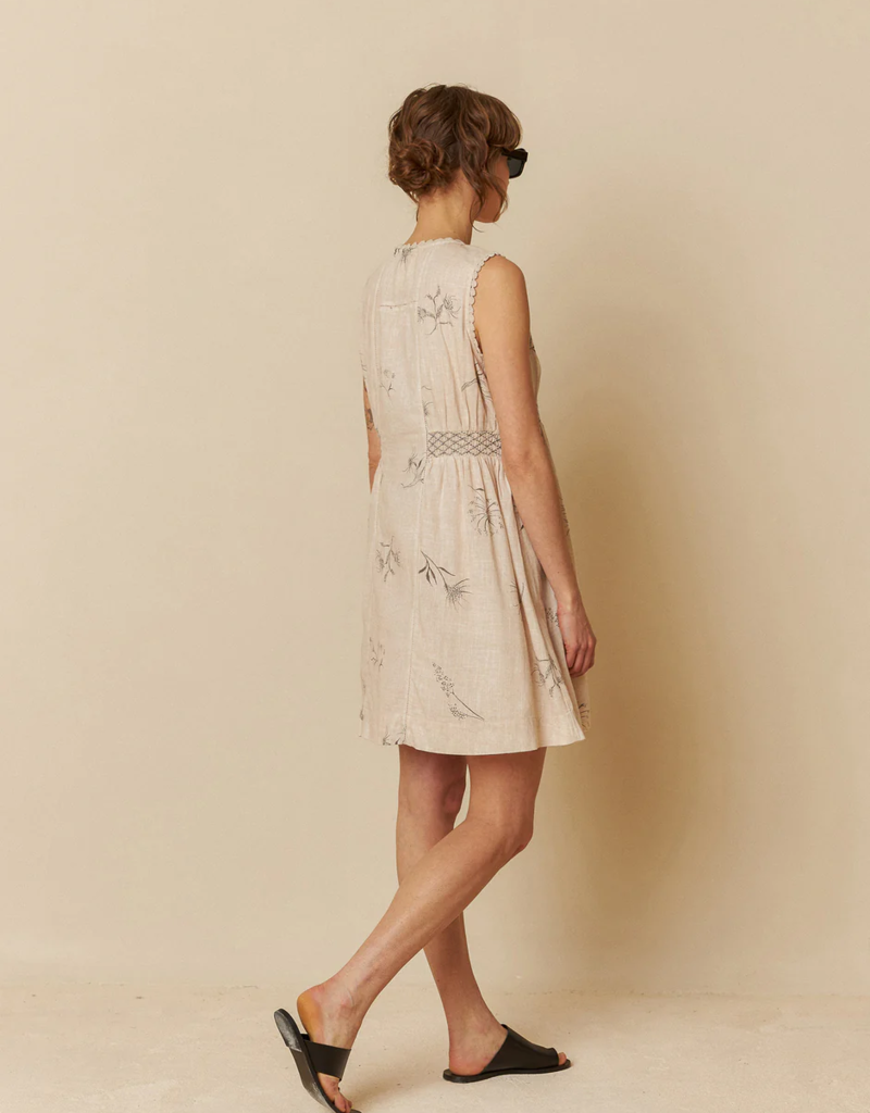Indi and Cold Feather Flower Sleeveless Organic Cotton Dress