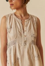 Indi and Cold Feather Flower Sleeveless Organic Cotton Dress