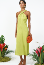 Adelyn Rae Kristine Halter Bow Back Satin Midi Dress