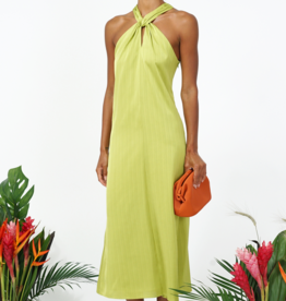 Adelyn Rae Kristine Halter Bow Back Satin Midi Dress