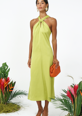 Adelyn Rae Kristine Halter Bow Back Satin Midi Dress