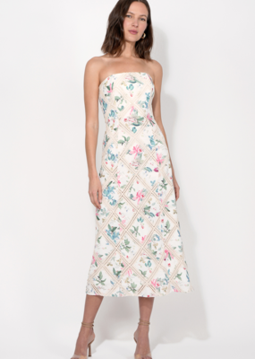 Adelyn Rae Manon Crochet Printed Strapless Midi Dress