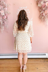 ICHI Neally Pleated Mini Dress In Geranium Flower