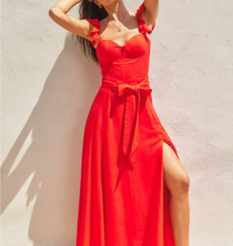 Dress Forum Heaven Sent Bustier Flutter Sleeve Dress In Red