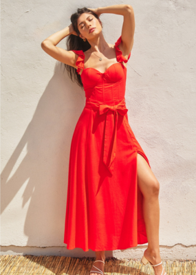 Dress Forum Heaven Sent Bustier Flutter Sleeve Dress In Red