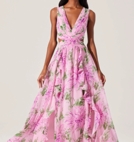 ASTR Noya Floral Cutout Maxi Dress