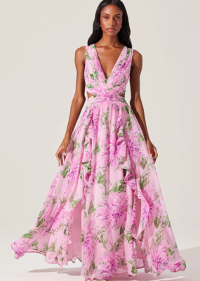 ASTR Noya Floral Cutout Maxi Dress