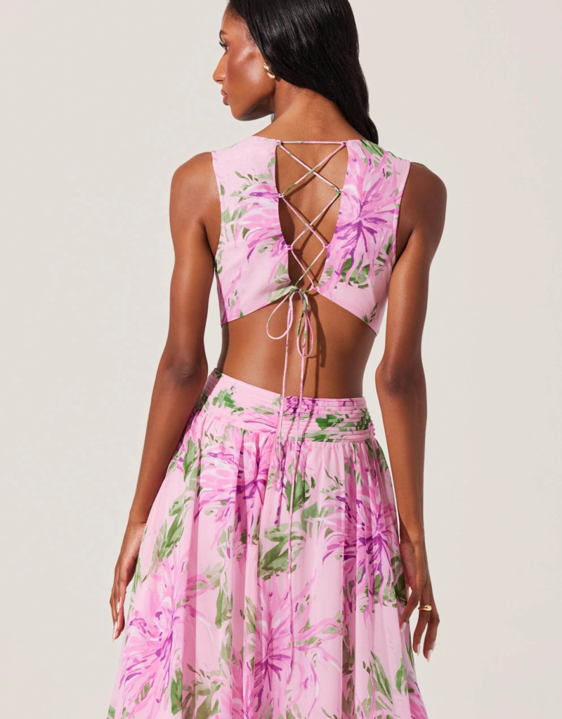ASTR Noya Floral Cutout Maxi Dress