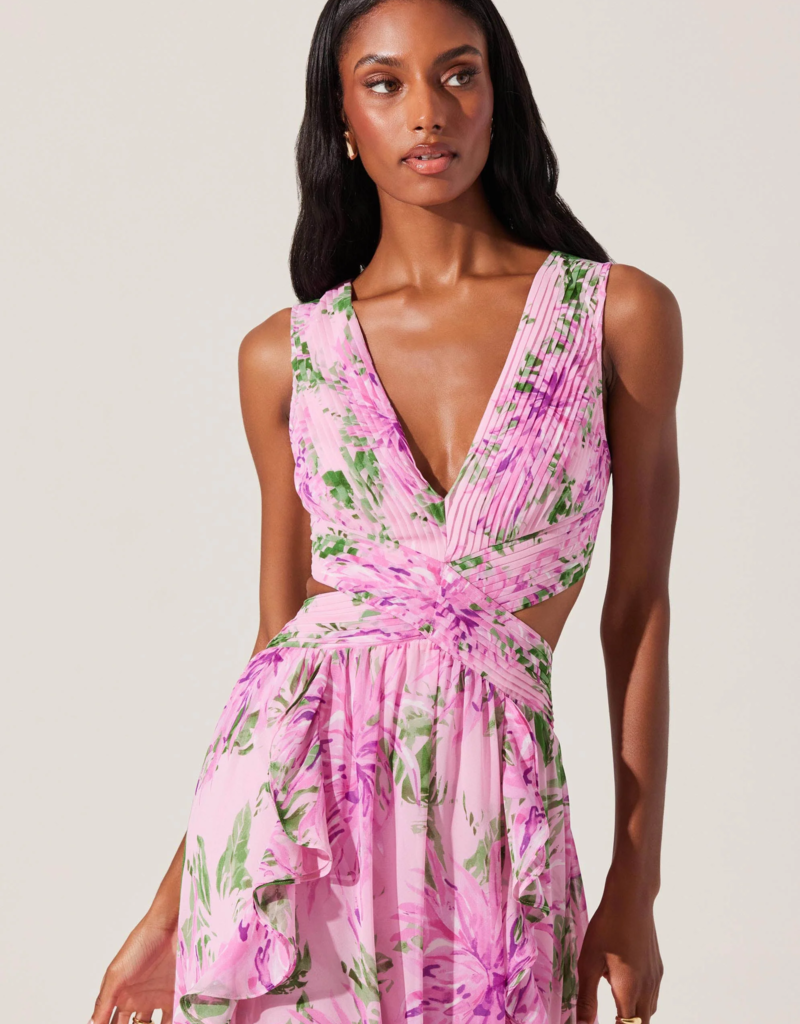 ASTR Noya Floral Cutout Maxi Dress