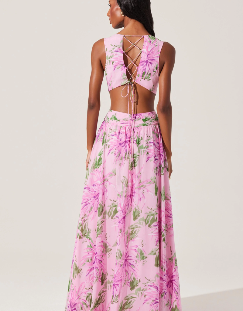 ASTR Noya Floral Cutout Maxi Dress