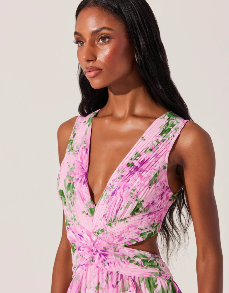 ASTR Noya Floral Cutout Maxi Dress
