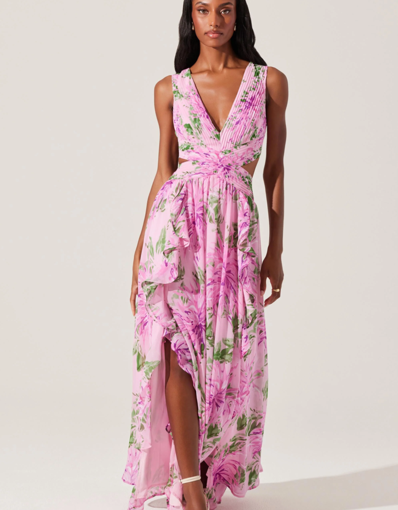 ASTR Noya Floral Cutout Maxi Dress