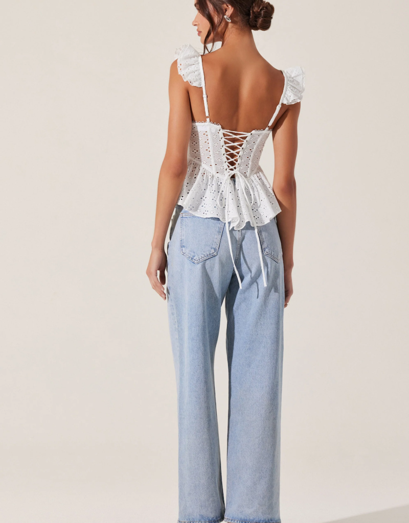ASTR Baylin Eyelet Peplum Corset Top