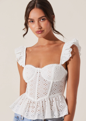 ASTR Baylin Eyelet Peplum Corset Top