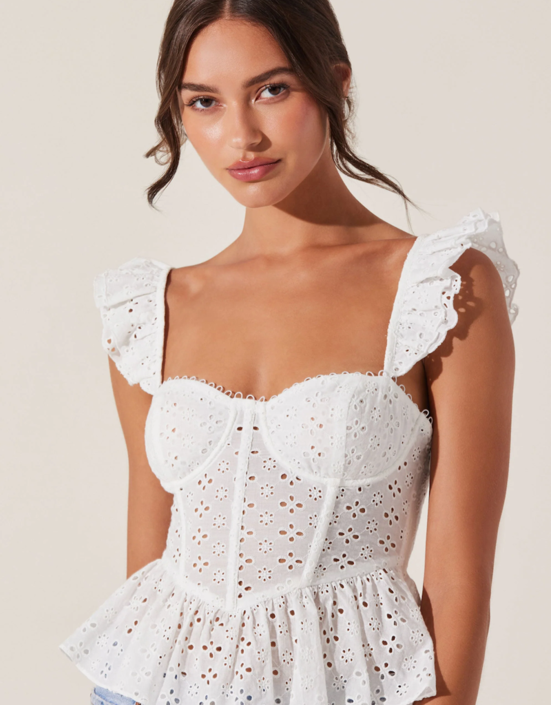 ASTR Baylin Eyelet Peplum Corset Top