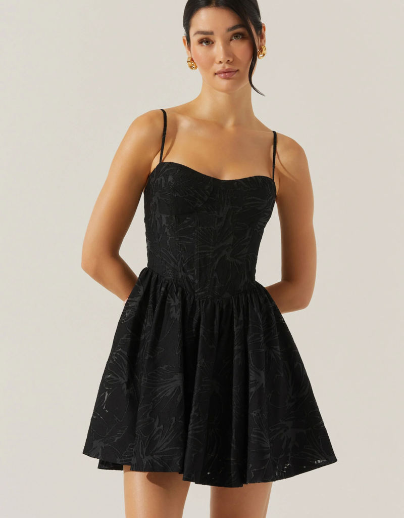 ASTR Linelly Jacquard Bustier Skater Dress