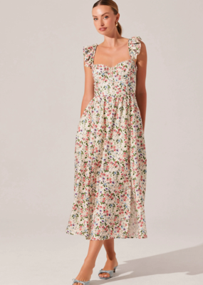 ASTR Wedelia Floral Bustier Midi Dress in Multi-Colour Floral