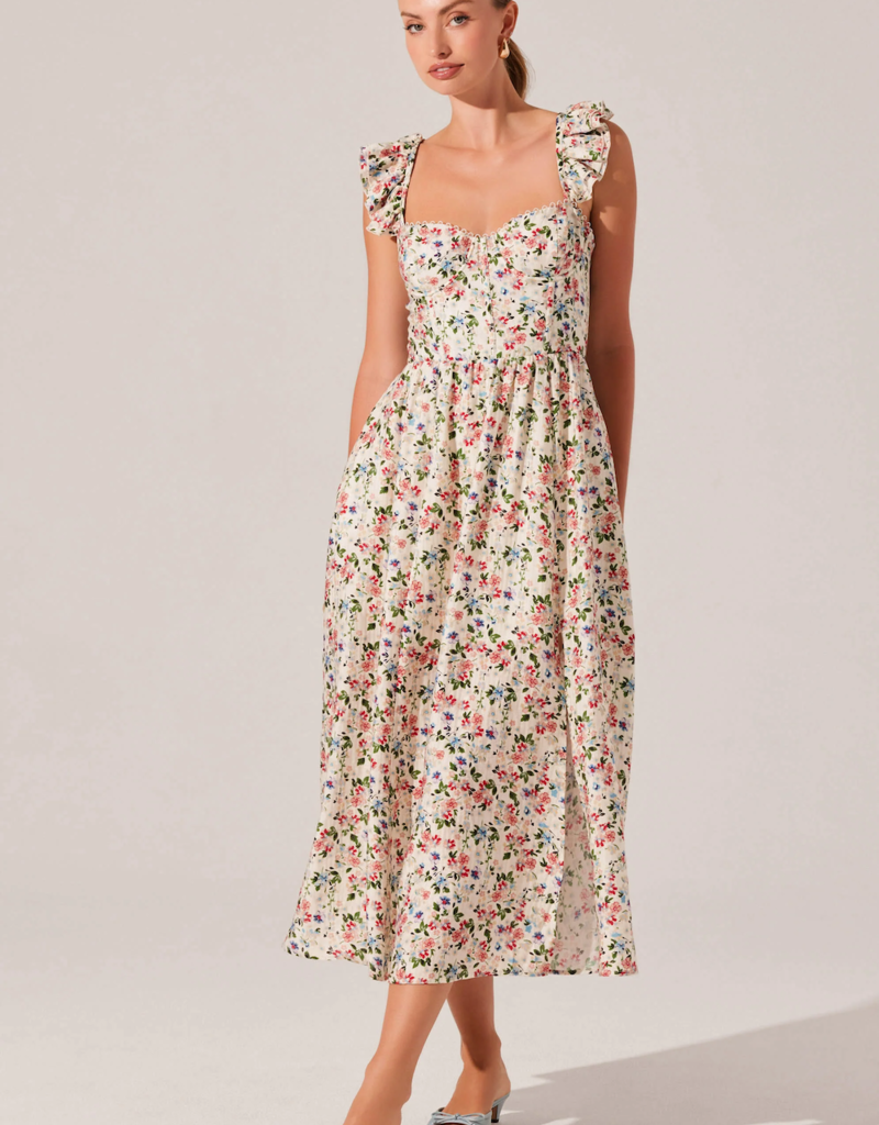 ASTR Wedelia Floral Bustier Midi Dress in Multi-Colour Floral