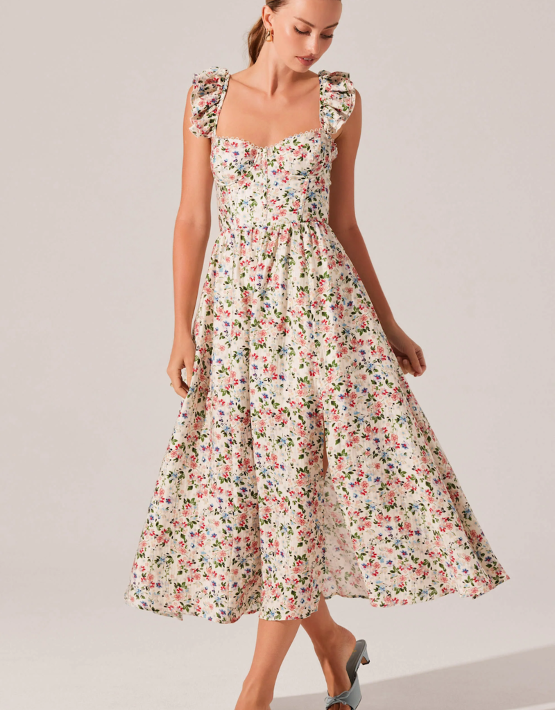 ASTR Wedelia Floral Bustier Midi Dress in Multi-Colour Floral