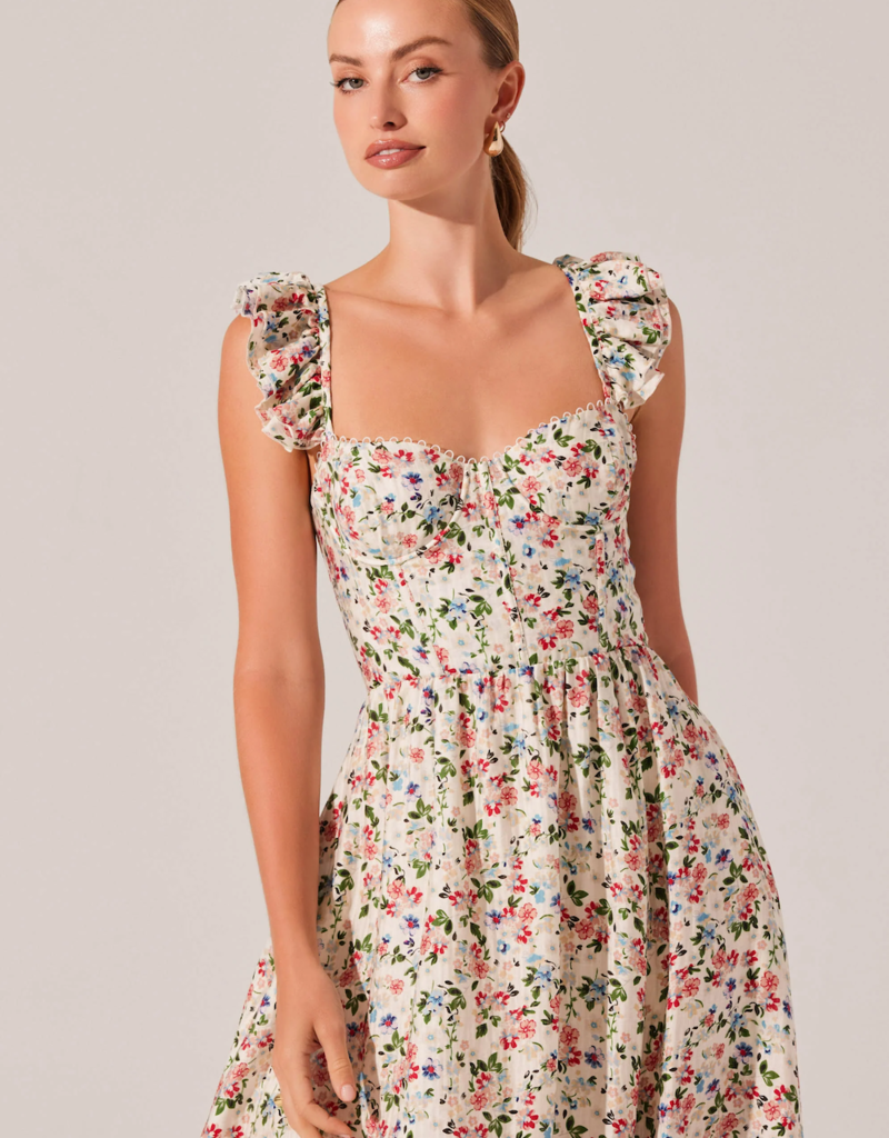 ASTR Wedelia Floral Bustier Midi Dress in Multi-Colour Floral