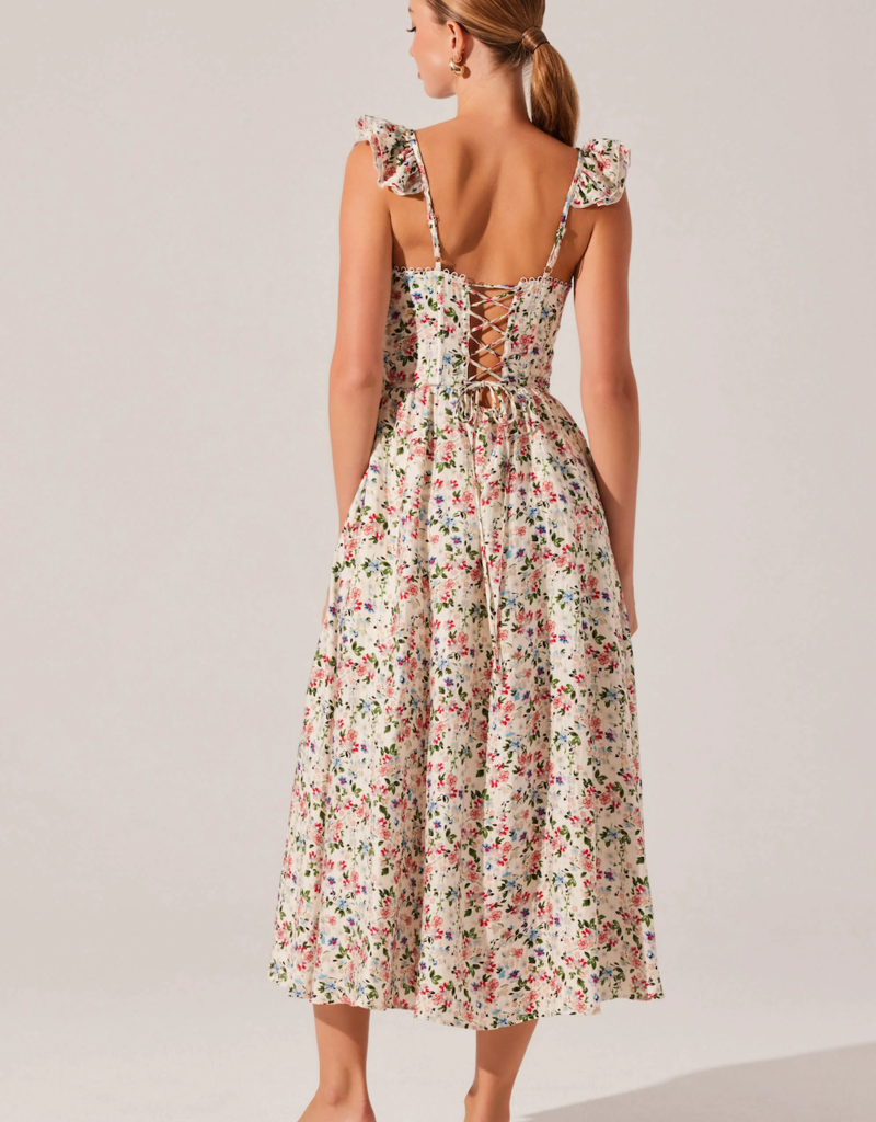 ASTR Wedelia Floral Bustier Midi Dress in Multi-Colour Floral