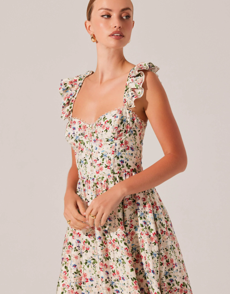ASTR Wedelia Floral Bustier Midi Dress in Multi-Colour Floral