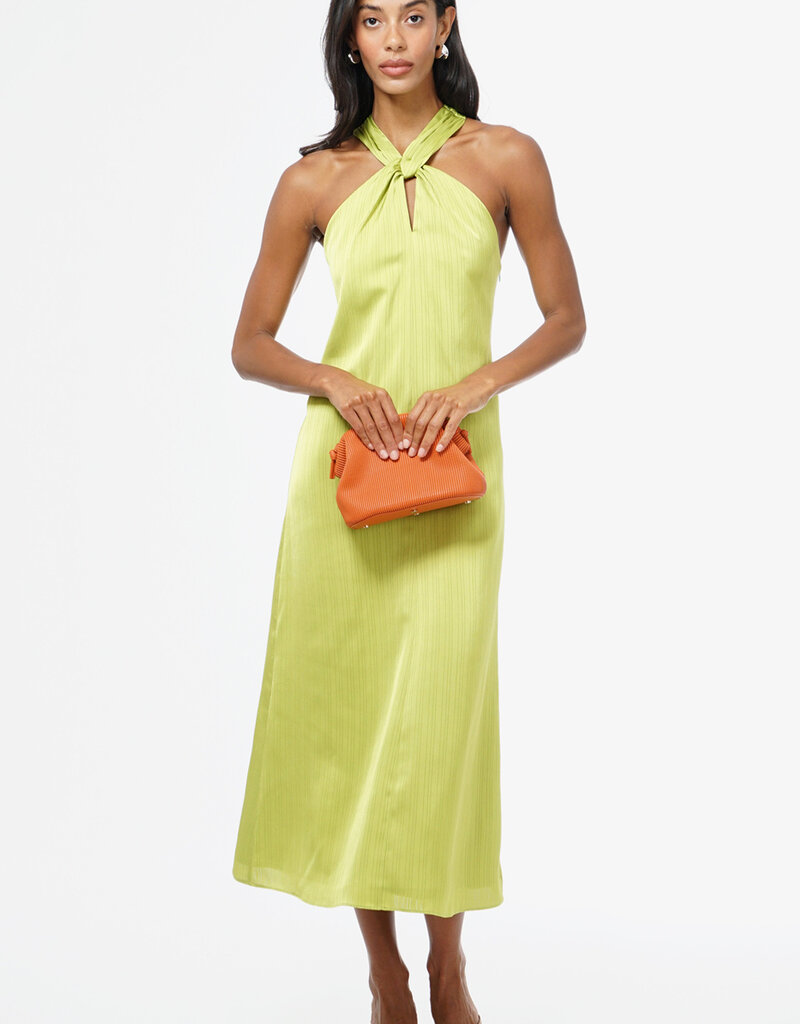 Adelyn Rae Kristine Halter Bow Back Satin Midi Dress