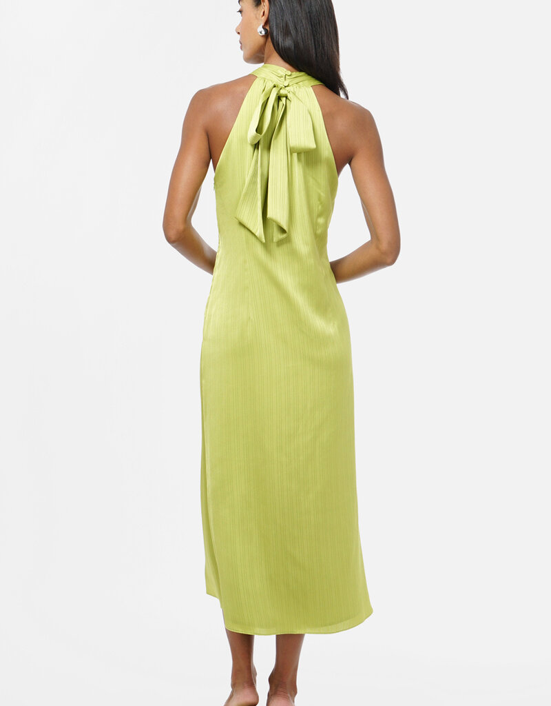 Adelyn Rae Kristine Halter Bow Back Satin Midi Dress