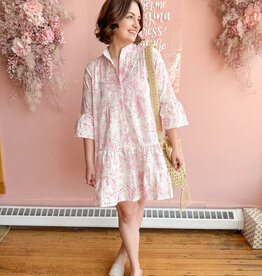 ASTRID Summer Days Dress In Pink Eyelet Floral