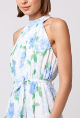 Angel Eye Lemon Floral Halter Dress in White and Blue Floral